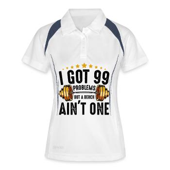 Gold Barbell Stars Gym Tee - Women's Polo breathable - white/navy - Front