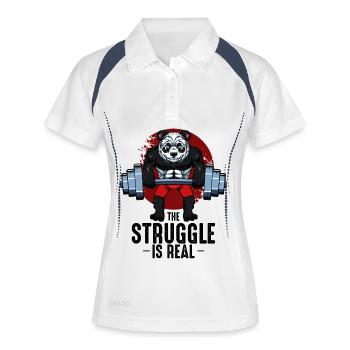 Panda Lifter with Barbell - Women's Polo breathable - white/navy - Front