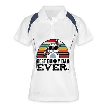 Retro-Hoppelhase Sonnenbrillen - Frauen Polo atmungsaktiv - Weiß/Navy - Vorne