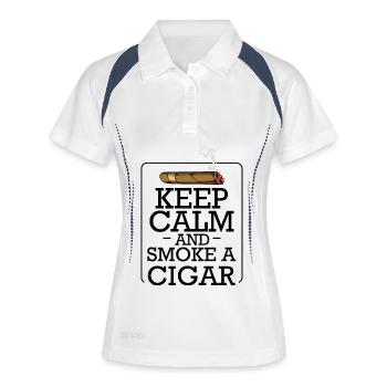 Cartoon Cigar with Smoke — Retro Style - Women's Polo breathable - white/navy - Front