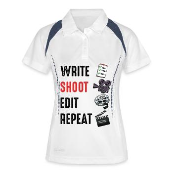 Film Shooting Set: Reel & Flap - Women's Polo breathable - white/navy - Front