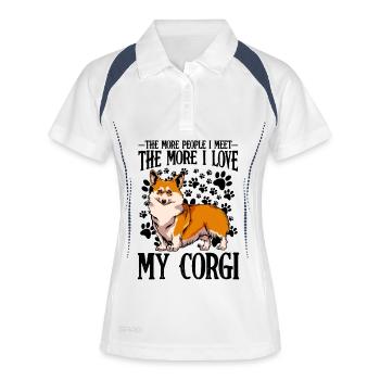 Corgi Pop Art on Black - Women's Polo breathable - white/navy - Front