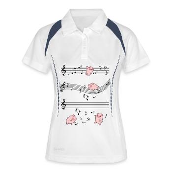 Pink Pigs Doodles on Black - Women's Polo breathable - white/navy - Front