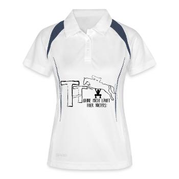 Turniertrottel ohne mich läuft hier nichts! - Frauen Polo atmungsaktiv - Weiß/Navy - Vorne