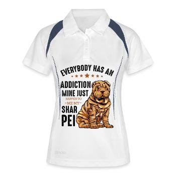 Bulldog with stars and text Shar Pei - Women's Polo breathable - white/navy - Front