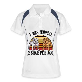 Bulldog duos in retro sunset Shar Pei - Women's Polo breathable - white/navy - Front