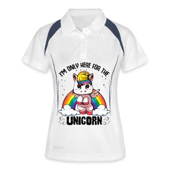 Regenbogen-Einhorn Wolkenzauber - Frauen Polo atmungsaktiv - Weiß/Navy - Vorne