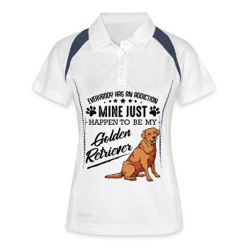 Goldener Retriever Hund auf Schwarz - Frauen Polo atmungsaktiv - Weiß/Navy - Vorne