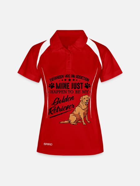 Golden Retriever Dog on Black - Women's Polo breathable - white/navy