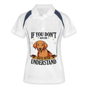 Dog Hero with Banner Golden Retriever - Women's Polo breathable - white/navy - Front