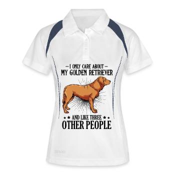 Profil latéral du Golden Retriever - Polo respirant Femme - blanc/marine - Devant