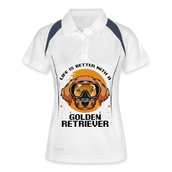 Dog Golden Retriever Diver with Orange Circle - Women's Polo breathable - white/navy - Front