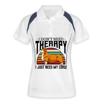 Retro Corgi in Sunset Stripe - Women's Polo breathable - white/navy - Front