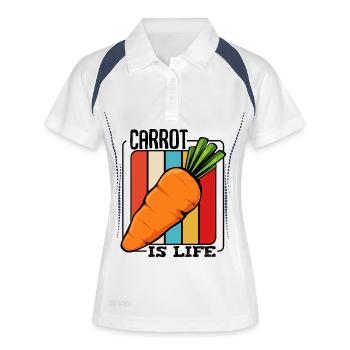 Carrot in front of colorful stripes - Women's Polo breathable - white/navy - Front