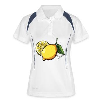 Citrus Glows: Yellow Lemon with Leaves - Women's Polo breathable - white/navy - Front