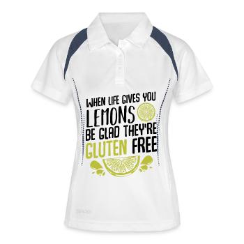 Glutenfrei Zitronen Limetten Grafik - Frauen Polo atmungsaktiv - Weiß/Navy - Vorne