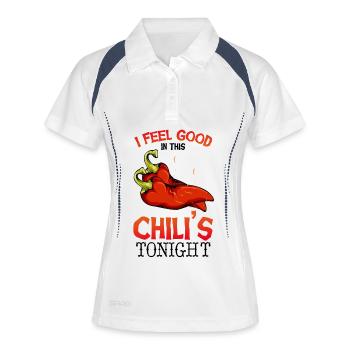 Chili Kick – Fühl dich gut - Frauen Polo atmungsaktiv - Weiß/Navy - Vorne