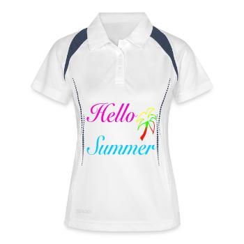 Bonjour Palmiers d’été néon - Polo respirant Femme - blanc/marine - Devant