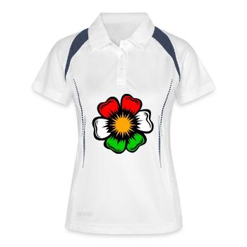 Pop Art Flower Star dans des couleurs fluorescentes - Polo respirant Femme - blanc/marine - Devant