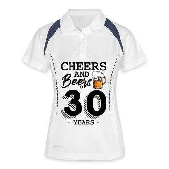 Beer mug illustration with foam 30 years B-Day - Women's Polo breathable - white/navy - Front