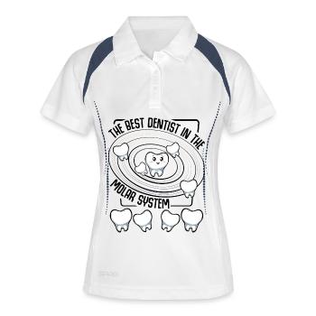 Charme de la Dent de Kawaii en orbite - Polo respirant Femme - blanc/marine - Devant