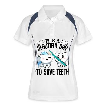 Dental Care Duo: Brushing Your Teeth - Women's Polo breathable - white/navy - Front