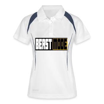 Beast Modes – Bold Block Typography - Frauen Polo atmungsaktiv - Weiß/Navy - Vorne