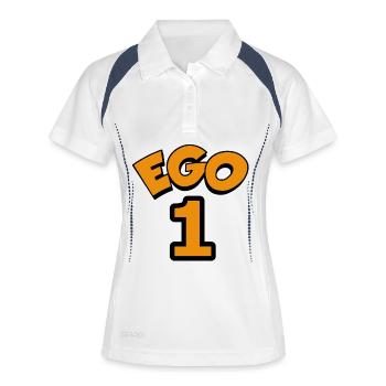 Ego One orange sur fond noir - Polo respirant Femme - blanc/marine - Devant