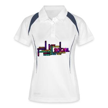 Social network Wordcloud: Explosion of colour - Women's Polo breathable - white/navy - Front