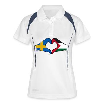 Forme de coeur Suède Palestine avec mains - Polo respirant Femme - blanc/marine - Devant