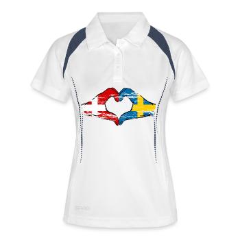 Dänemark Schweden Herzform mit Hände used - Frauen Polo atmungsaktiv - Weiß/Navy - Vorne