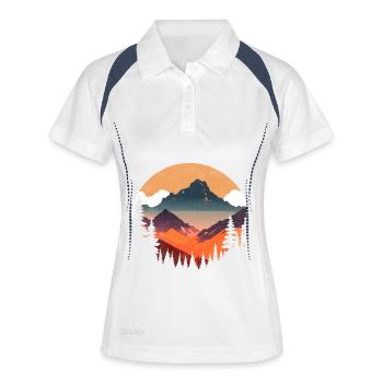 Coucher soleil alpin en silhouette - Polo respirant Femme - blanc/marine - Devant
