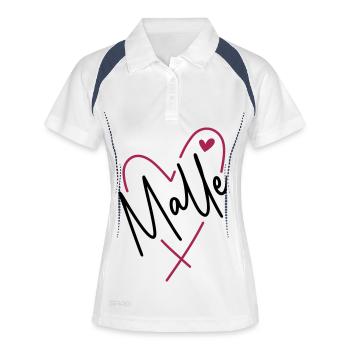 Malle Herz - Frauen Polo atmungsaktiv - Weiß/Navy - Vorne