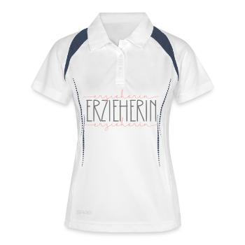 Erzieherin Geschenk Kindergarten KITA Beruf - Frauen Polo atmungsaktiv - Weiß/Navy - Vorne