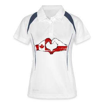 Drapeau du Canada de la Pologne Forme de coeur utilisé - Polo respirant Femme - blanc/marine - Devant