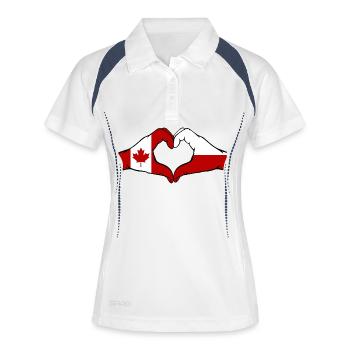 Drapeau du Canada de la Pologne en forme de coeur - Polo respirant Femme - blanc/marine - Devant