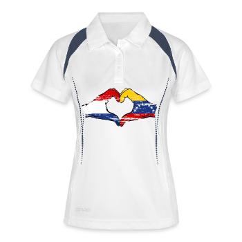 Drapeau Hollande Venezuela mains forme de coeur utilisé - Polo respirant Femme - blanc/marine - Devant