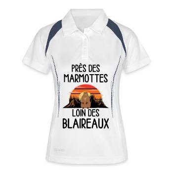 Marmotte au coucher de soleil - Polo respirant Femme - blanc/marine - Devant