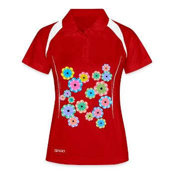 Mandala de printemps fleurs, fleurs, - Polo respirant Femme - blanc/marine - Devant