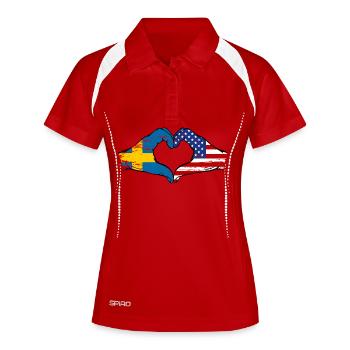 Suède USA Drapeau Mains Coeur Forme Utilisé - Polo respirant Femme - blanc/marine - Devant