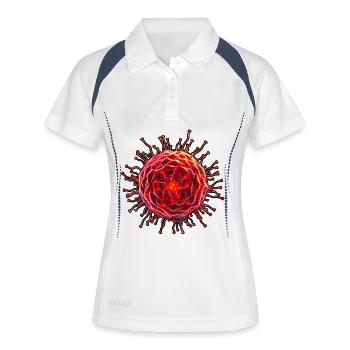 Cercle de fleurs néon rouges - Polo respirant Femme - blanc/marine - Devant