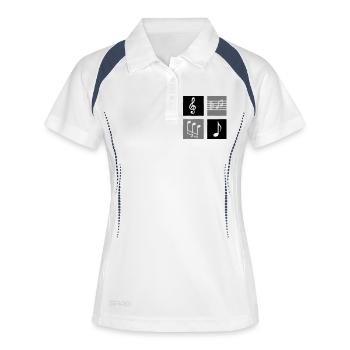 Noten und Schlüssel - Frauen Polo atmungsaktiv - Weiß/Navy - Vorne