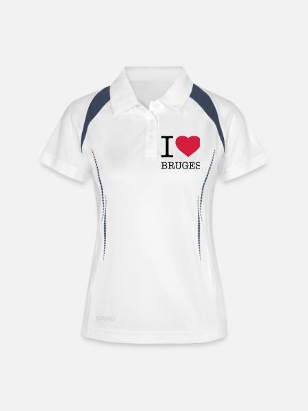 J’AIME BRUGES Brügge - Polo respirant Femme - blanc/marine