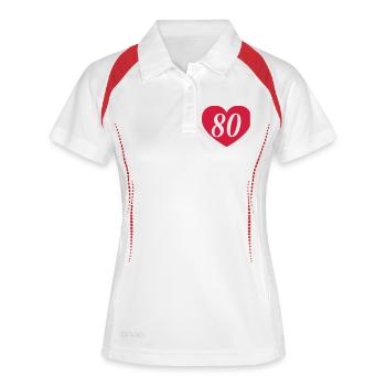 80e coeur anniversaire - Polo respirant Femme - blanc/marine - Devant