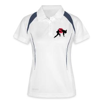 zwei Karatekämpfer - Frauen Polo atmungsaktiv - Weiß/Navy - Vorne