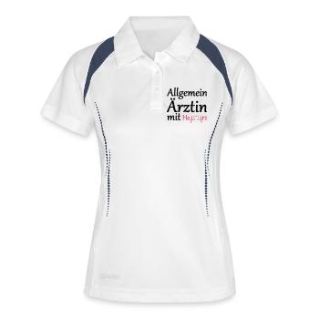 Allgemeinärztin mit Herz Geschenk - Frauen Polo atmungsaktiv - Weiß/Navy - Vorne