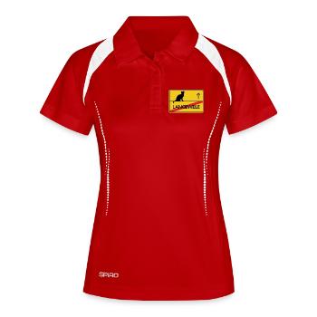Ortsschild Katze Geschenk - Frauen Polo atmungsaktiv - Weiß/Navy - Vorne