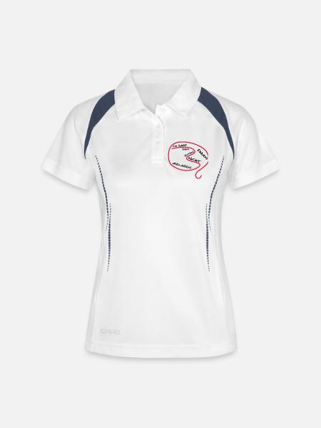 Der rote Faden... - Frauen Polo atmungsaktiv - Weiß/Navy