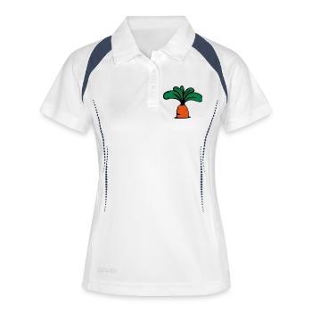 Möhre Icon - Frauen Polo atmungsaktiv - Weiß/Navy - Vorne