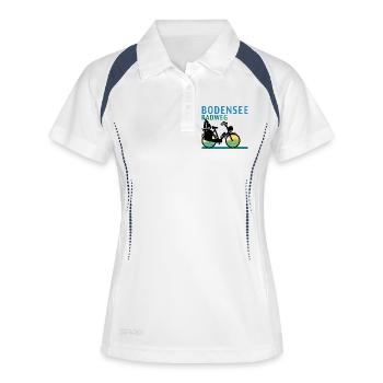 Bodensee-Radweg - Frauen Polo atmungsaktiv - Weiß/Navy - Vorne